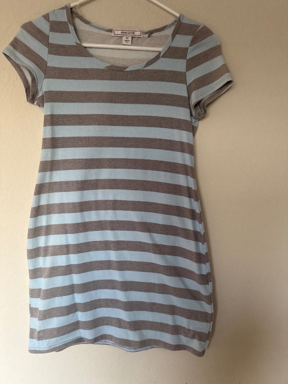Adam Levine Striped Bodycon Mini Dress – Blue & Gray Short Sleeve Dress